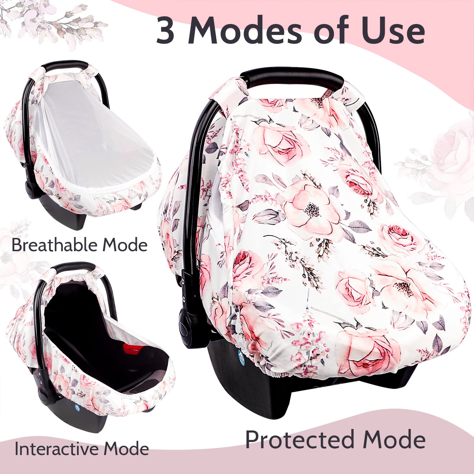 Carseat Cover Girls, Super Soft 2 in 1 Infant Car Seat Insert for Girls - Image 9