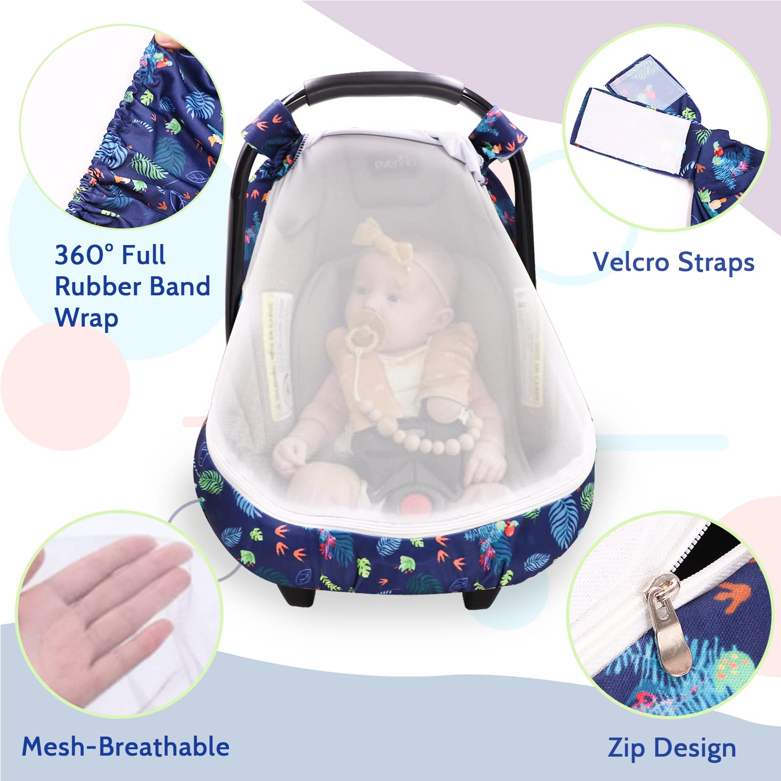 Car Seat Cover for Babies, Little Brother Carseat Canopy Boys, Dinosaur Nursing Covers - Image 6