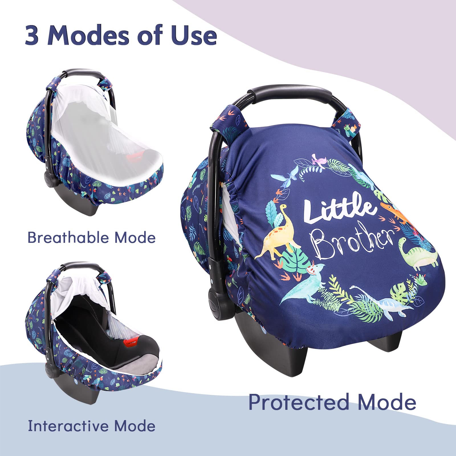 Car Seat Cover for Babies, Little Brother Carseat Canopy Boys, Dinosaur Nursing Covers - Image 7