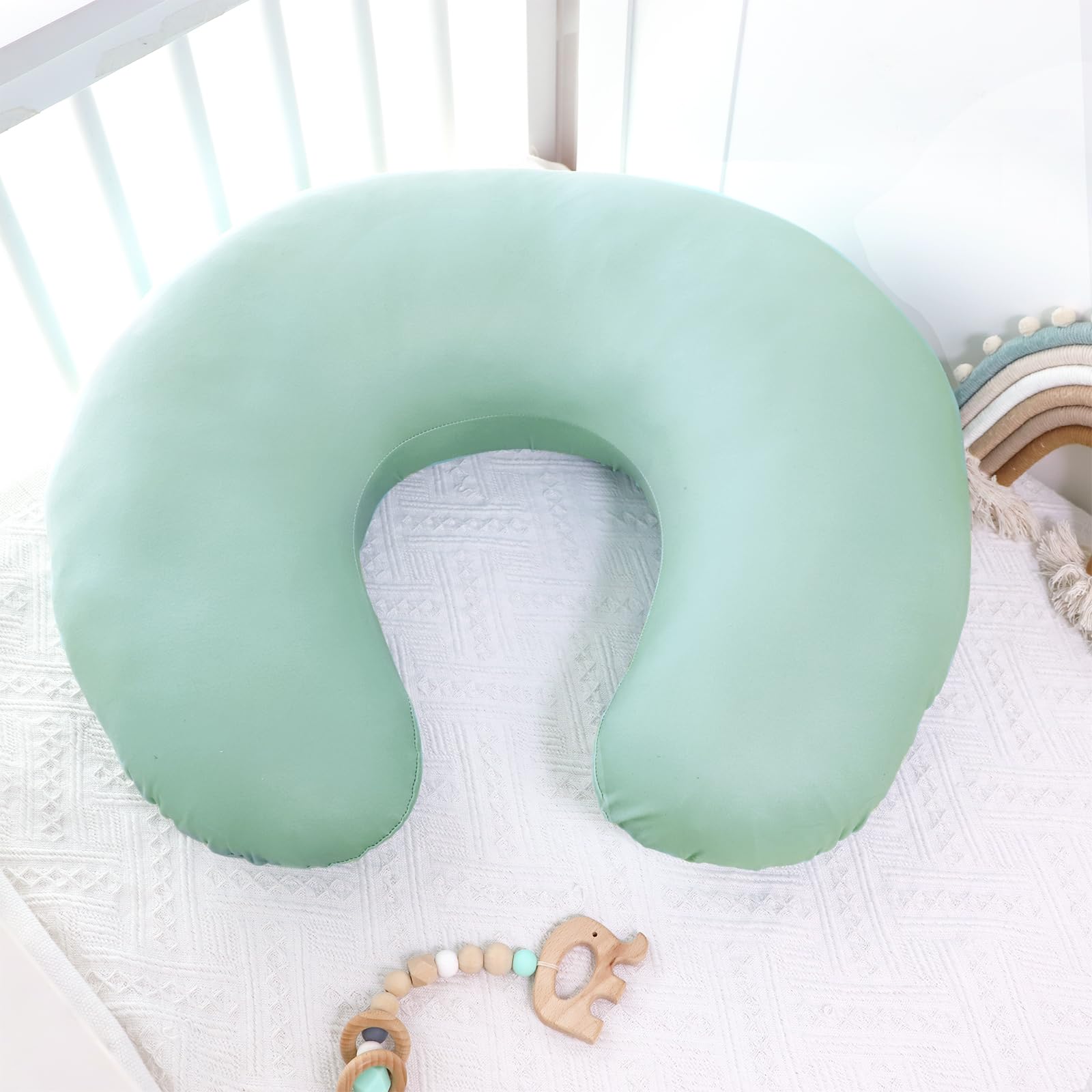 Nursing Pillow Covers, Car Seat Cover Baby, Ultra Soft Nursing Cover for Breastfeeding Pillows, Stretchy Nursing Pillow Slipcover for Baby Girls Boys, Fits Standard Baby Pillow, Dinosaurs, Green - Image 6