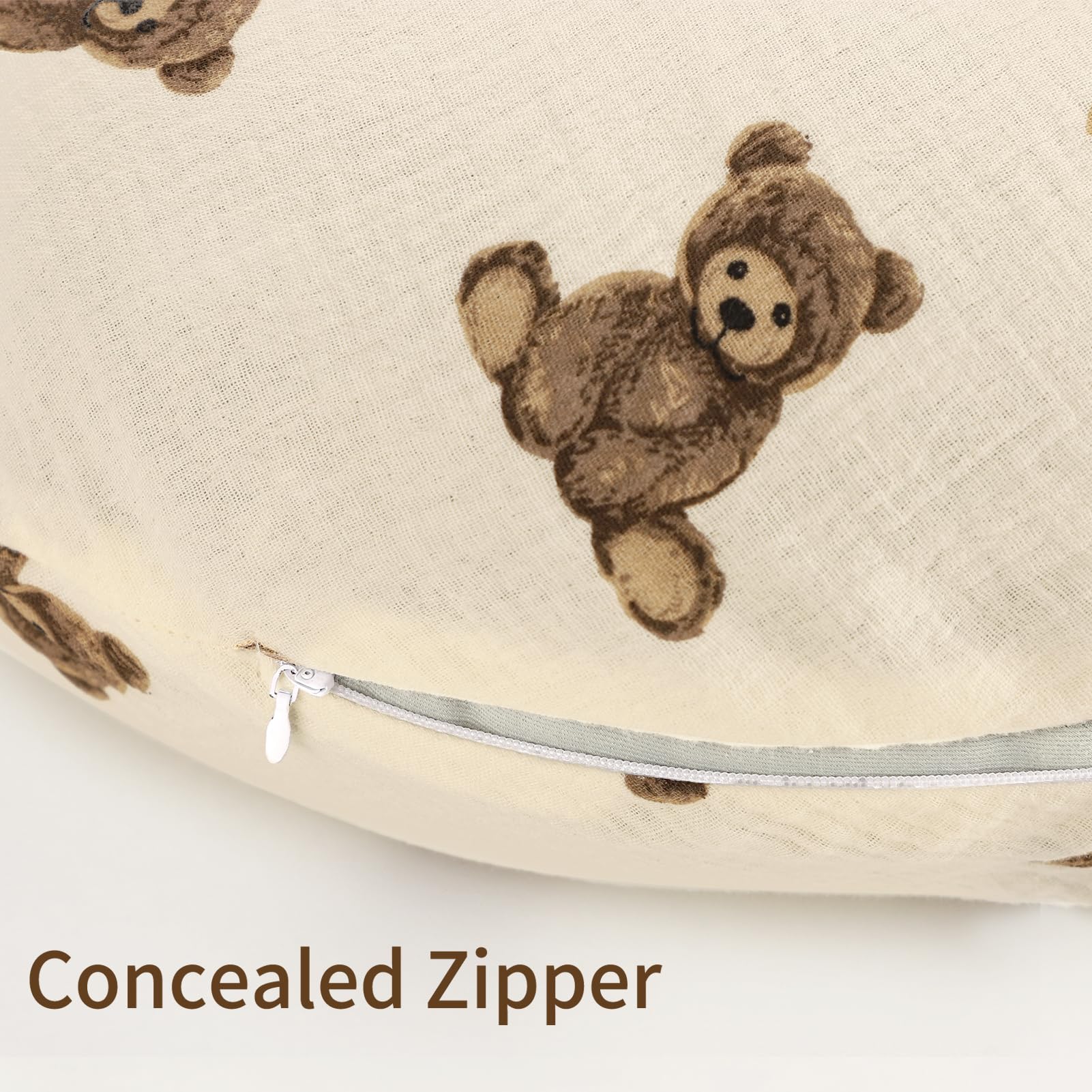 SWESEN Nursing Pillow Cover, Soft Removable Cover for Breastfeeding Pillows, Pillow Slipcover for Baby Boys and Girls, Comfortable & Breathable,Bear, Washable (Only Cover) - Image 5